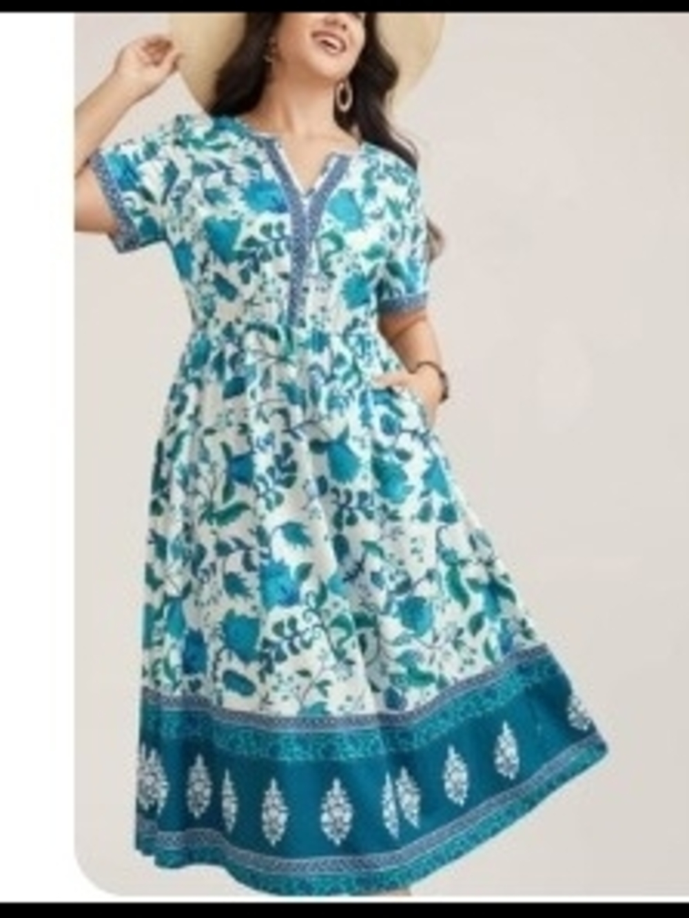 BloomChic Teal and White Floral Maxi Dress